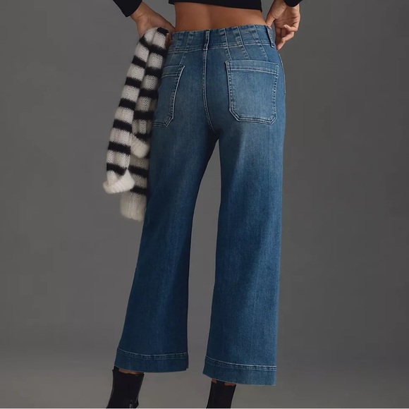 Anthropologie Colette Cropped High-Rise Wide-Leg Jeans by Maeve medium blue 26 - Picture 2 of 7